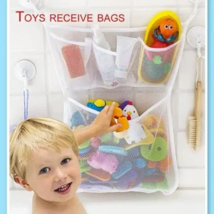 Bathroom Hanging Storage Bag Mesh Net Kids Baby Bathtub Toy Holder Organizer