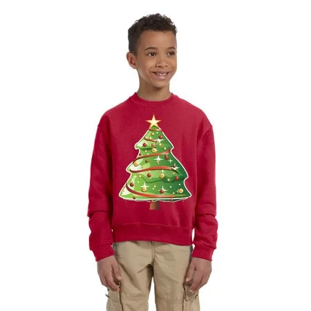 Allntrends Kids Youth Sweatshirt Christmas Tree Cute Xmas Present Top
