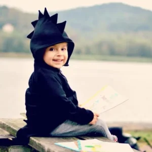 Children's Kid Baby Outerwear Jacket Dinosaur Style Hooded Headwear Coat Clothes