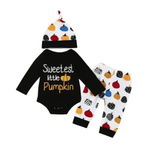 Halloween Newborn Kids Baby Girls Boys Outfits Clothes Romper Tops+Pants+Hat Set