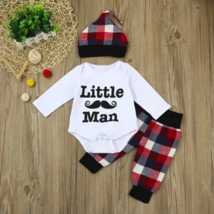 3pcs Toddler Infant Baby Boy Girl Letter Clothes Set Romper+Pants+Hat Outfits