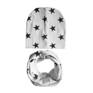 Kids Boys Girls Soft Cotton Hat And Scarf Scarves Set Warm Star Pattern Baby Hat Cute Cap Comfortable Autumn Winter Beanie