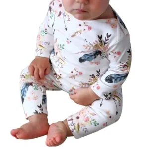 Newborn Infant Baby Boy Girl Floral Romper Jumpsuit Headband Clothes Outfit Set