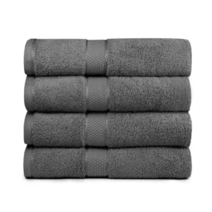 Bisgal 4-Piece Luxury Bath Towels Set â€“ Super Soft & Durable - 700-GSM - 100% Pure Cotton - Machine Washable & Quick Dry - Lightweight Home, Pool, Gym, Towel - 27" x 54" Inch (Grey)