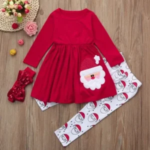 Binmer Xmas Christmas Kids Child Girls Baby Clothes Dress Tops+Pants Outfit Set