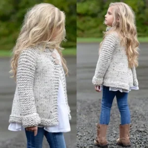 Fashion Baby Girls Toddler Kids Outfit Clothes Button Knitted Sweater Cardigan Coat Tops