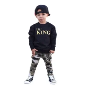 Hot Sale Toddlers Kids Fashion Baby Boys Letter T-shirt Tops+Camouflage Pants Leggings Outfits Clothes Twinset