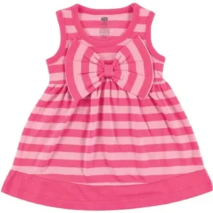 Newborn Baby Girls Dress w/ Big Bow - Pink Stripe