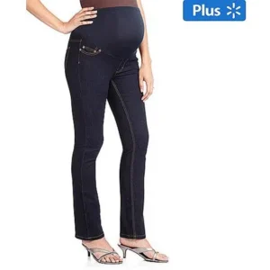 Oh! Mamma Maternity Plus-Size Full-Panel Basic Super Soft Straight-Leg Jeans