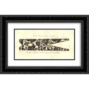 Designer Clothes Pin 2x Matted 12x20 Black Ornate Framed Art Print by Andrea Roberts