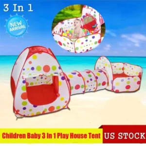 3 In 1 Kids Pop Up Play House Tents Tunnel And Ball Pit Playhouse Kids Gifts