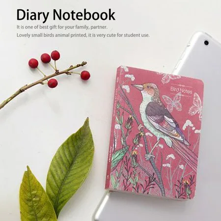 JOYTOP Unique Small Birds Printed Notebook Diary Book Vintage Home Office School Paper Notebook Stationery Supplies