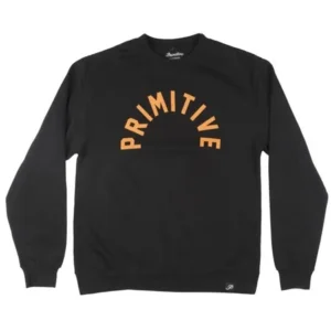 Primitive Apparel Big Arch Crewneck Pullover Fleece Sweatshirt Sweater Men Black