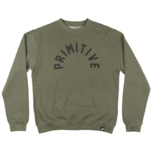 Primitive Apparel Big Arch Fleece Crewneck Pullover Sweater Sweatshirt Men Olive