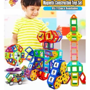 Estink 95Pcs Magnetic Blocks Building Set for Kids Magnetic Tiles Magnetic Building Set Educational Toys for Baby Kids Girls Boys