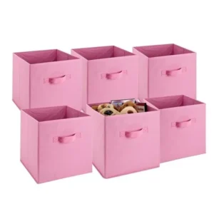 Foldable Cube Storage Bins - 6 Pack - Decorative Fabric Storage Storage Cube Basket Bins Organizer for Clothes or Kids Toy Storage Unit