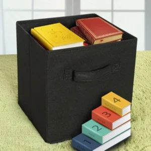 Foldable Lightweight Cube Storage Bins,Decorative Fabric Storage Storage Cube Basket Bins Organizer for Clothes or Kids Toy Storage Unit,6 Pack,Black