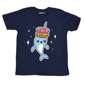 Narwhal Donuts Kawaii Cartoon Nautical Animal Stars Kids Fashion Youth T-Shirt