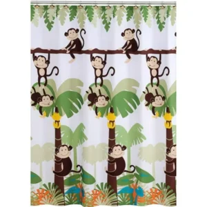 Mainstays Polyester 70" x 71" Monkey Shower Curtain, 1 Each
