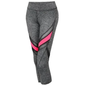 FashionOutfit Women's Sports Yoga Fitness Workout Front Mesh Insert Stretch Capri Leggings