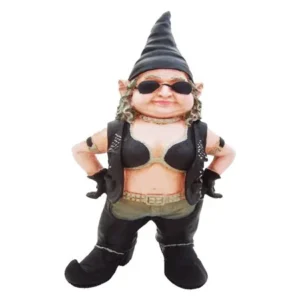 Homestyles "Biker Babe" the Biker Gnome in Leather Motorcycle Riding Gear Home & Garden Gnome Statue 14.5"H