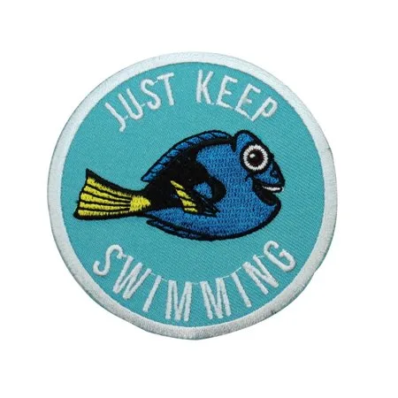 Finding Nemo "Just Keep Swimming" Dory Patch DIY Kids Outfit Iron-On Applique