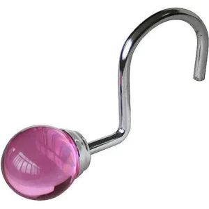 Acrylic Shower Hooks, Transparent Fuchsia/Chrome