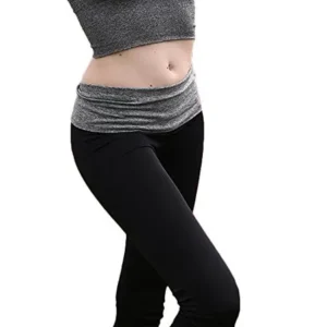 Womens Leggings, Sexy Tight Capri Yoga Pants for Workout with Print Waistband (L / XL (Sizes: 8-12), Heathered Grey)