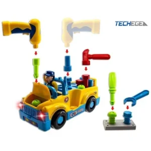 TECHEGE Take Apart Truck Toys with Power Tools Set for Kids Equipped with Play Various Tools