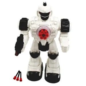 techege toys steel wolf remote controlled robot, shoots rubber missiles awesome sounds, fun lights kids rc robot battery powered walking futuristic soldier