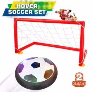 Kids Toys Soccer Goal Set Hover Football with 2 Gates for Kid Christmas Gifts Sports Boys Girls Air Power Training Ball Indoor Outdoor Disk Game with LED Lights and Mini Screwdriver
