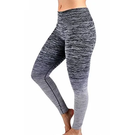 Sassy Apparel Women's Full Length High Waist Yoga Gym Active Leggings Pants (BK/GY, S)