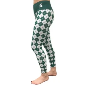 Michigan State Spartans Loudmouth Argyle Womens Leggings S/M, SLIM FIT!