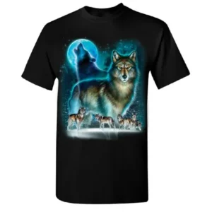 Full Moon Wolf Native Spirit Men's T-shirt Tee Black Small