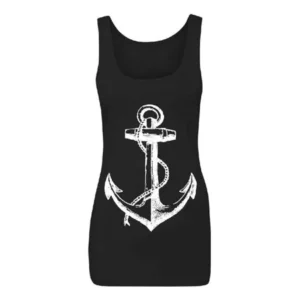 White Anchor Women's Tank Top Shirts Black Small