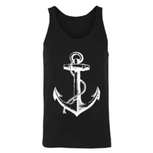 White Anchor Men's Tank Top Shirts Black Small