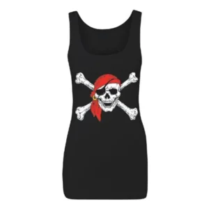 Jolly Roger Pirate Flag Women's Tank Top Shirts Black Small