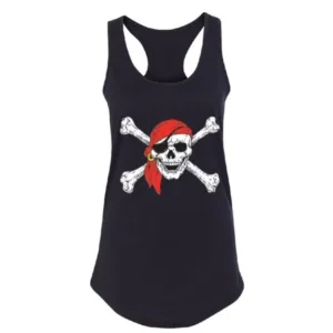 Jolly Roger Pirate Flag Women's Racerback Shirt Black Small