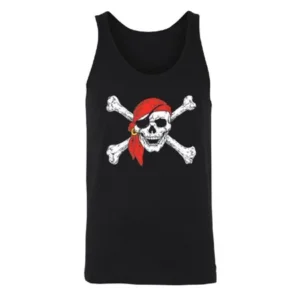 Jolly Roger Pirate Flag Men's Tank Top Shirts Black Small