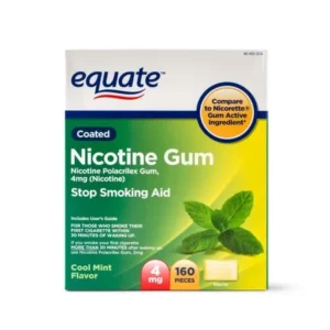 Equate Coated Nicotine Gum Stop Smoking Aid Cool Mint Flavor, 4 mg, 160 Ct