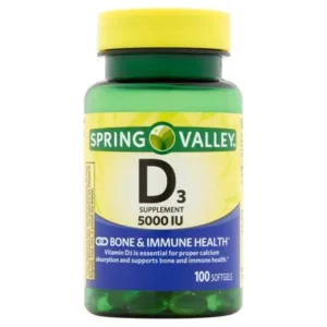 Spring Valley Vitamin D3 Softgels, 5000 IU, 100 Ct