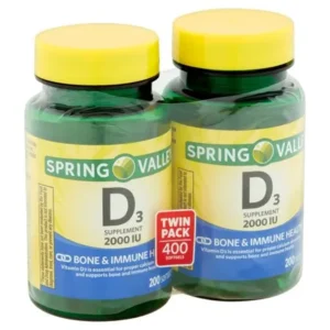 Spring Valley Vitamin D3 Softgels, 2000 IU, 200 Ct, 2 Pk