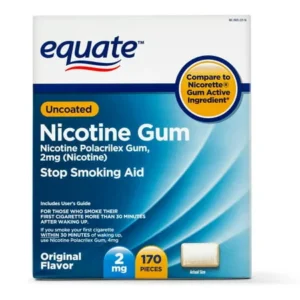 Equate Uncoated Nicotine Gum, Original Flavor, 2 mg, 170 count