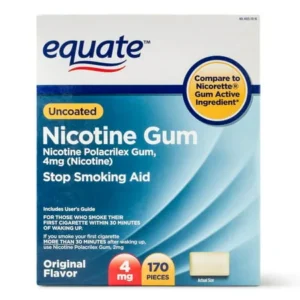 Equate Uncoated Nicotine Gum, Original Flavor, 4 mg, 170 Count