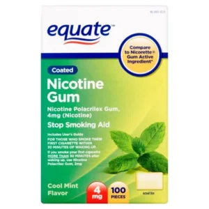 Equate Coated Nicotine Cool Mint Gum, 4 mg, 100 Ct