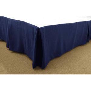 Qutain Linen Tailored Bed Skirt Dust Ruffle Solid Navy Blue Queen Size