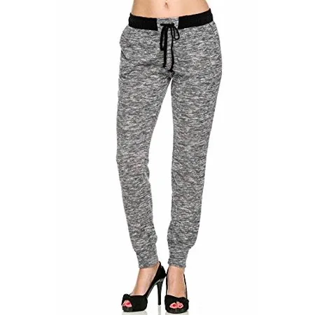 Sassy Apparel Women's Active Wear French Terry Jogger Pants with Drawstring