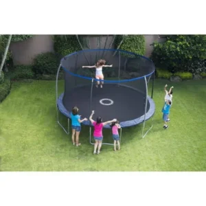BouncePro 14' Trampoline with Steelflex Enclosure and Electron Shooter Game, Dark Blue (Box 1 of 2)