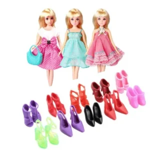 5Pcs Handmade Princess Party Gown Dresses Clothes 10 Shoes For Barbie doll