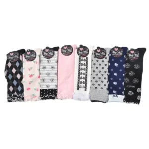 Lian LifeStyle Girls' 8 Pairs Pack Laced Knee High Cotton Socks CM01(6Y-10Y)